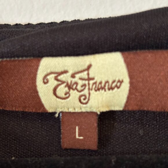 Eva Franco Black & Cream Striped Dress Women's Size L - Picture 4 of 8